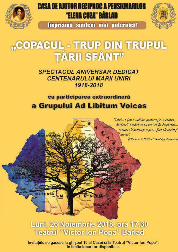 Spectacol:Copacul, trup din trupul țării sfântâ